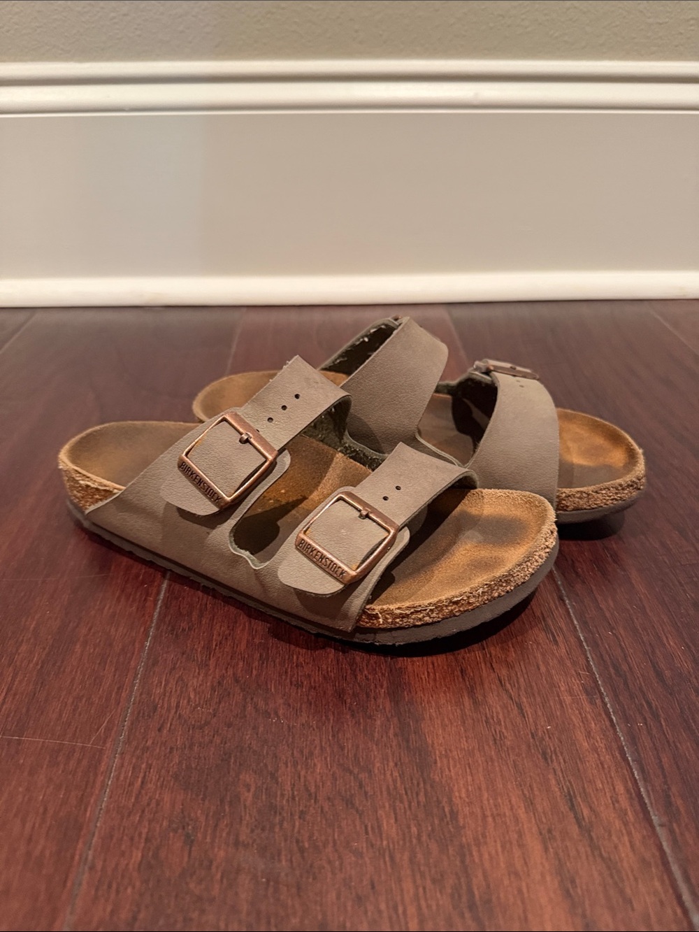 Taupe Double-Buckle Slide Sandals for Kids